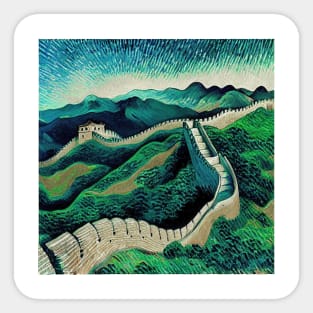 The Great Wall of China in Van Gogh's style Sticker